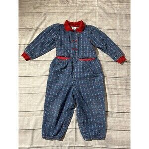 RARE OshKosh B'Gosh Vintage 90s Denim Jumper Romper Size 4T Girl's Jumpsuit